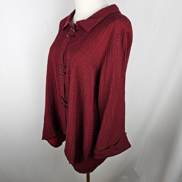Habitat Clothes To Live In Tunic Top Size Large Red Textured Detail Button Boho - Picture 4 of 11